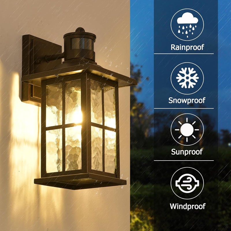 FLEDAVID Motion Sensor Porch Light Dusk to Dawn Outdoor Wall Lantern Black Exterior Sconce Lighting Fixtures Modern Outside Wall Mount Coach Lamp for House Garage Patio Front Door - Image 5